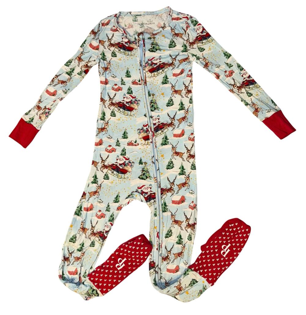 Posh Peanut ‘Pere Noel’ Convertible Bamboo One Piece Pajama 3T Christmas Santa
